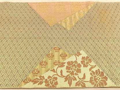平和屋着物●佐賀錦 西陣 河村織物謹製 河村つづれ 太鼓柄袋帯 花兎花唐草文 金糸 正絹 逸品 BAAU4967hv