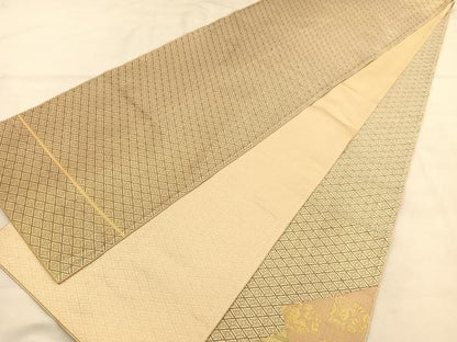 平和屋着物●佐賀錦 西陣 河村織物謹製 河村つづれ 太鼓柄袋帯 花兎花唐草文 金糸 正絹 逸品 BAAU4967hv