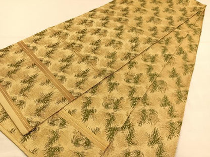 平和屋着物◎全通柄袋帯　草葉文　金糸　正絹　逸品　BAAU4972hv