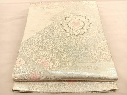 平和屋着物◎六通柄袋帯　唐織　松皮菱宝相華　プラチナ二重箔　正絹　逸品　BAAU4978hv
