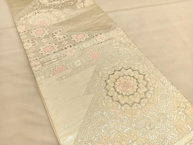 平和屋着物◎六通柄袋帯　唐織　松皮菱宝相華　プラチナ二重箔　正絹　逸品　BAAU4978hv