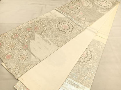 平和屋着物◎六通柄袋帯　唐織　松皮菱宝相華　プラチナ二重箔　正絹　逸品　BAAU4978hv