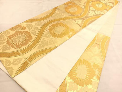 平和屋着物◎六通柄袋帯　立涌花文　金糸　正絹　逸品　BAAU4982hv