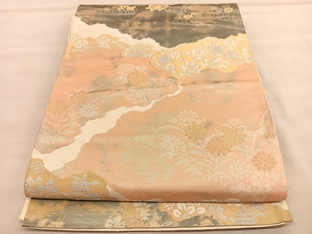 平和屋着物◎六通柄袋帯　道長花文　金銀糸　正絹　逸品　BAAU4998hv