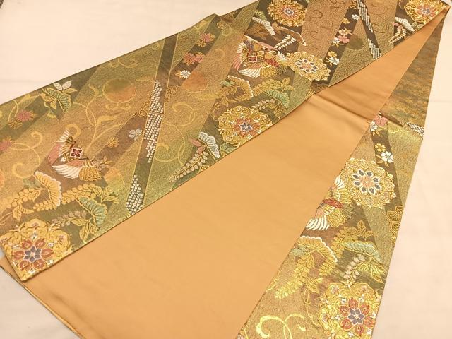 平和屋着物◎六通柄袋帯　唐織　向かい鳥宝相華　金銀糸　正絹　逸品　BAAU5011hv