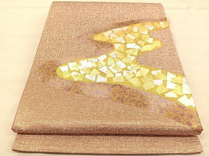 平和屋着物◎西陣　太鼓柄袋帯　箔散らし文様　金銀彩　正絹　逸品　BAAU5019hv