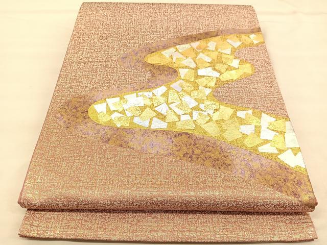 平和屋着物◎西陣　太鼓柄袋帯　箔散らし文様　金銀彩　正絹　逸品　BAAU5019hv