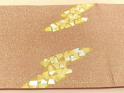 平和屋着物◎西陣　太鼓柄袋帯　箔散らし文様　金銀彩　正絹　逸品　BAAU5019hv