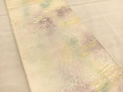 平和屋着物◎六通柄袋帯　立波笹花文　金銀糸　正絹　逸品　BAAU5032hv