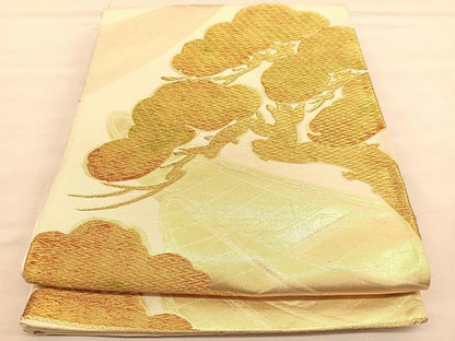 平和屋着物◎六通柄袋帯　渡船松文　金糸　正絹　逸品　BAAU5039hv