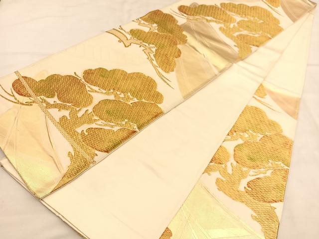 平和屋着物◎六通柄袋帯　渡船松文　金糸　正絹　逸品　BAAU5039hv