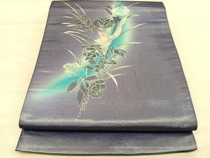 平和屋着物◎太鼓柄袋帯　花鳥文　引箔　正絹　逸品　BAAU5045hv