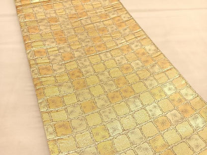 平和屋着物◎六通柄袋帯　淋巴つづれ織　石壁文様　金糸　正絹　逸品　BAAU5058hv