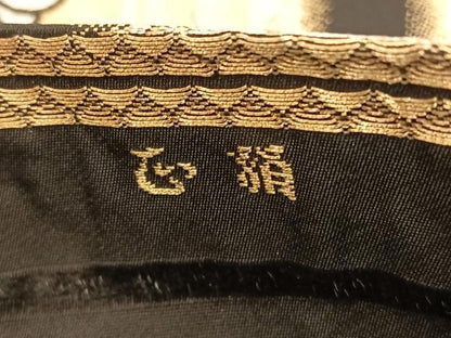 平和屋着物◎六通柄袋帯　唐織　立涌菊文　黒地　金銀糸　正絹　逸品　BAAU5068hv