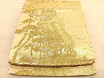平和屋着物◎六通柄袋帯　浜松文　金銀糸　正絹　逸品　未使用　BAAU5083hv