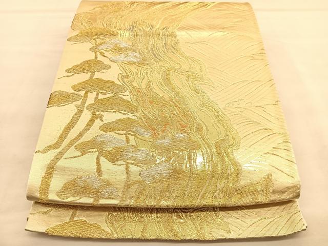 平和屋着物◎六通柄袋帯　浜松文　金銀糸　正絹　逸品　未使用　BAAU5083hv