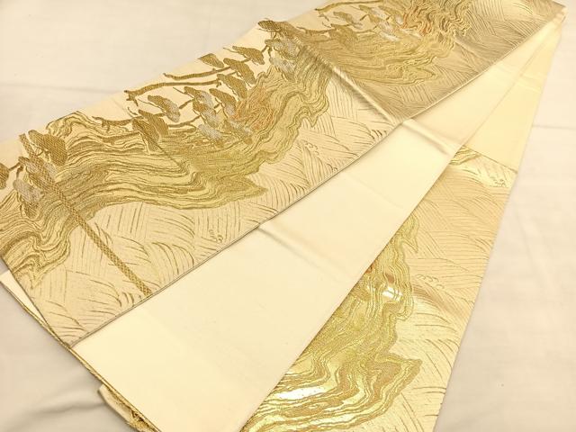 平和屋着物◎六通柄袋帯　浜松文　金銀糸　正絹　逸品　未使用　BAAU5083hv