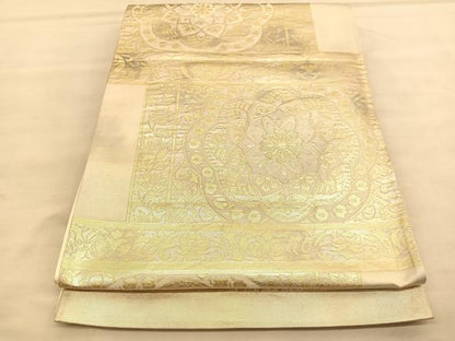 平和屋着物◎西陣　六通柄袋帯　横段花文　金糸　正絹　逸品　BAAU5099hv
