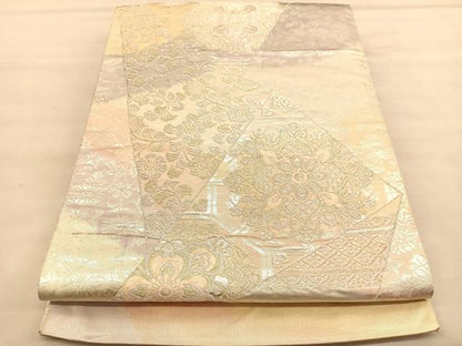 平和屋着物◎六通柄袋帯　唐織　切嵌花唐草文　金銀糸　正絹　逸品　BAAU5101hv