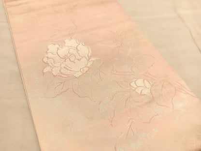 平和屋着物◎太鼓柄　本袋帯　唐織　牡丹　銀糸　正絹　逸品　BAAU5105hv