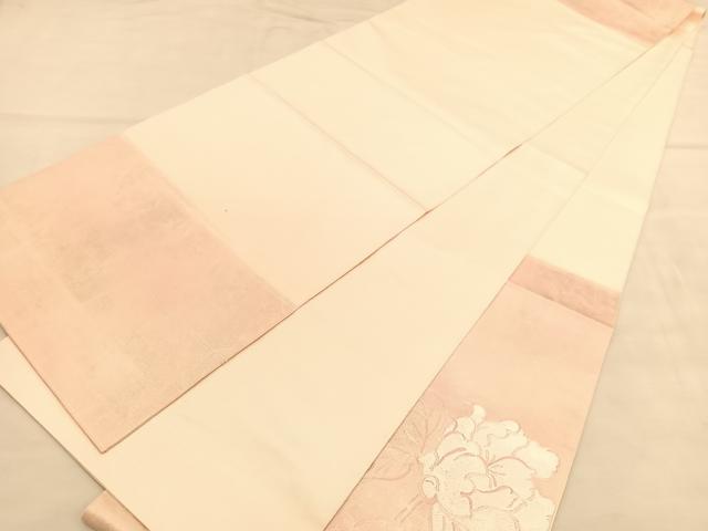 平和屋着物◎太鼓柄　本袋帯　唐織　牡丹　銀糸　正絹　逸品　BAAU5105hv