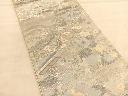 平和屋着物◎六通柄袋帯　唐織　京名所　プラチナ箔　正絹　逸品　BAAU5109hv