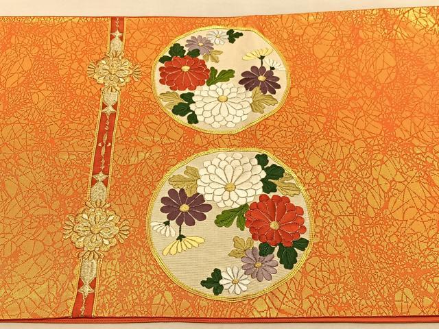 平和屋着物◎六通柄袋帯　霞文　金糸　正絹　逸品　BAAU5160hv