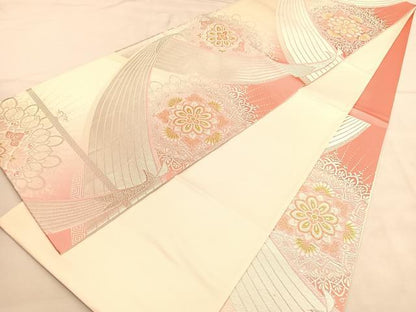 平和屋着物◎六通柄袋帯　唐織　銀綴れ　宝相華孔雀文　金銀糸　正絹　逸品　BAAU5177hv