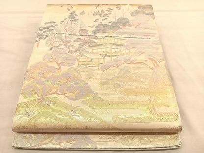 平和屋着物◎六通柄袋帯　プラチナ二重箔　京名所　正絹　逸品　BAAU5186hv