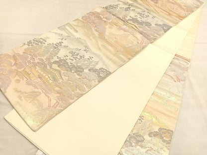 平和屋着物◎六通柄袋帯　プラチナ二重箔　京名所　正絹　逸品　BAAU5186hv