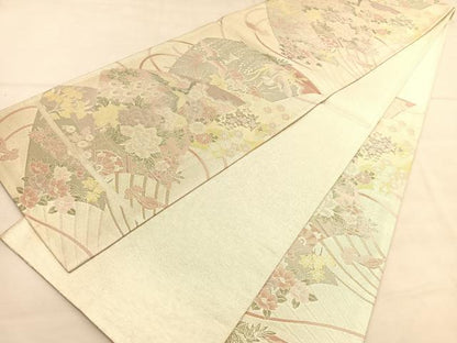 平和屋着物◎佐賀錦　六通柄袋帯　孔雀花車文　金銀糸　正絹　逸品　BAAU5192hv