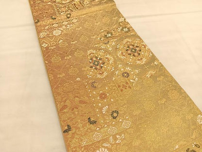 平和屋着物◎六通柄袋帯　飾花文　金糸　正絹　逸品　BAAU5206hv