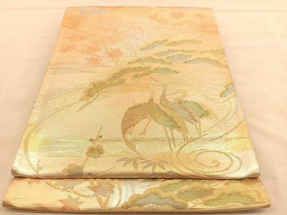 平和屋着物◎六通柄袋帯　群鶴御所解文　金糸　正絹　逸品　BAAU5213hv