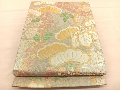 平和屋着物◎佐賀錦　六通柄袋帯　桐松花文　金銀糸　正絹　逸品　BAAU5233hv