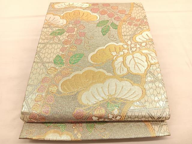 平和屋着物◎佐賀錦　六通柄袋帯　桐松花文　金銀糸　正絹　逸品　BAAU5233hv