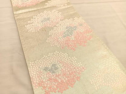 平和屋着物◎六通柄袋帯　唐織　紫陽花　銀糸　正絹　逸品　BAAU5241hv