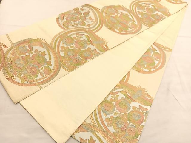 平和屋着物◎六通柄袋帯　鳳凰花文　金糸　正絹　逸品　BAAU5242hv