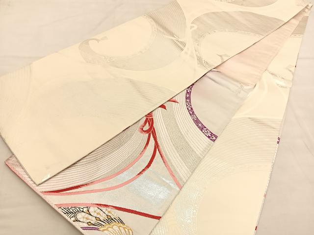 平和屋着物◎両面　六通柄袋帯　唐織　孔雀　金銀糸　正絹　逸品　BAAU5287hv