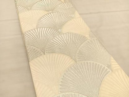 平和屋着物◎六通柄袋帯　花青海波　銀糸　正絹　逸品　BAAU5290hv
