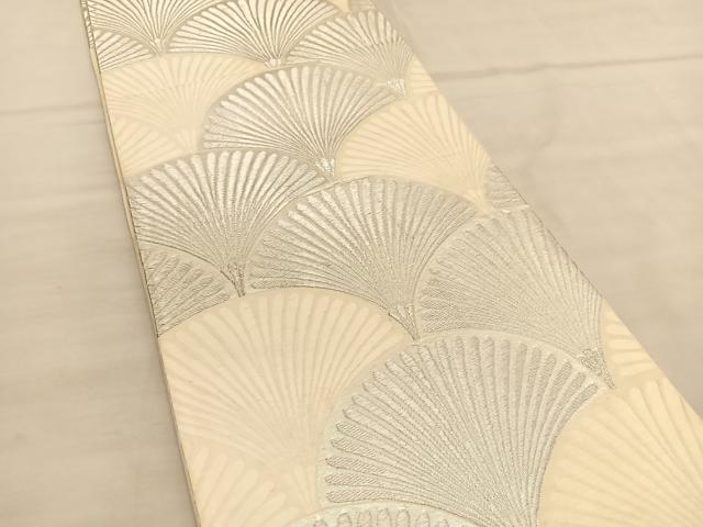 平和屋着物◎六通柄袋帯　花青海波　銀糸　正絹　逸品　BAAU5290hv