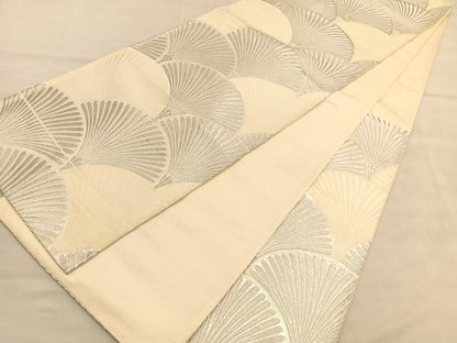 平和屋着物◎六通柄袋帯　花青海波　銀糸　正絹　逸品　BAAU5290hv
