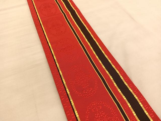 平和屋着物◎本場筑前博多織　半幅帯　飾花文　証紙付き　正絹　逸品　BAAU5308hv