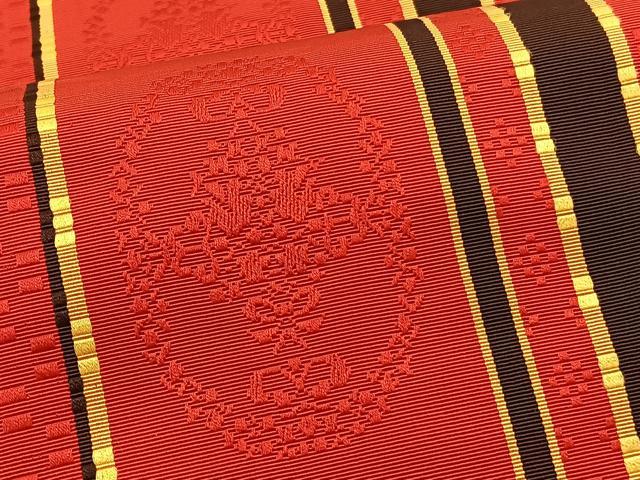 平和屋着物◎本場筑前博多織　半幅帯　飾花文　証紙付き　正絹　逸品　BAAU5308hv