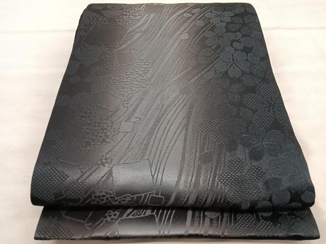 平和屋着物●H・L（アッシュエル） HENRI-LUC CHAPUIS 両面 全通柄袋帯 破れ色紙花文 BAAU5323hv