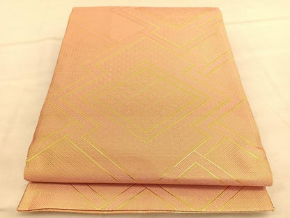 平和屋着物◎佐賀錦　両面　全通柄袋帯　唐織　重ね山文　金糸　正絹　逸品　BAAU5391hv