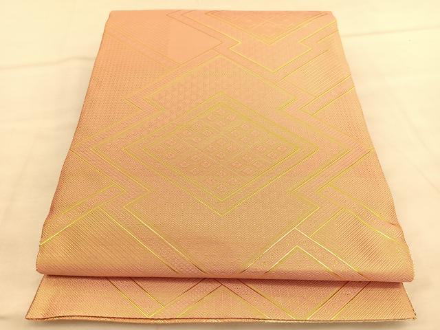 平和屋着物◎佐賀錦　両面　全通柄袋帯　唐織　重ね山文　金糸　正絹　逸品　BAAU5391hv