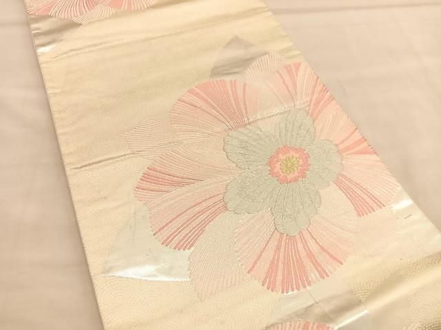 平和屋着物◎六通柄袋帯　唐織　草花文　金銀糸　正絹　逸品　BAAU5415hv