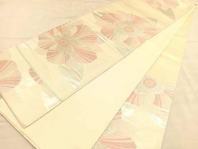 平和屋着物◎六通柄袋帯　唐織　草花文　金銀糸　正絹　逸品　BAAU5415hv