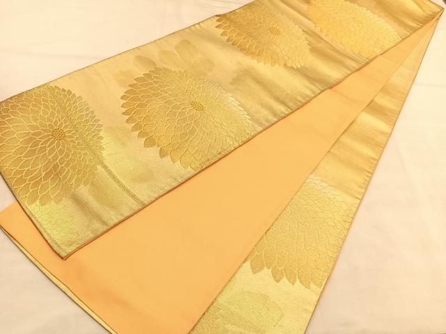 平和屋着物◎六通柄袋帯　菊　金糸　正絹　逸品　BAAU5439hv