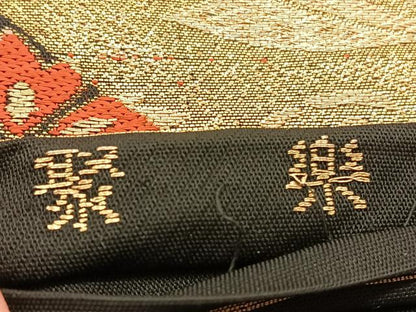 平和屋着物◎六通柄　本袋帯　唐織　聚楽　花唐草文　黒地　金糸　BAAU5442hv